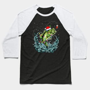 Bass Fishing Xmas Lighting Fisherman Fish Christmas Baseball T-Shirt